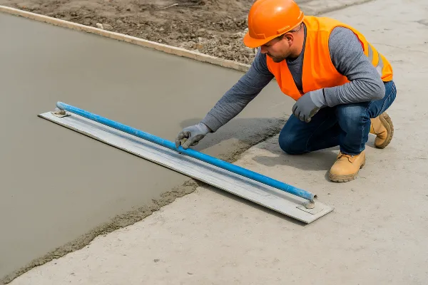 a male worker smoothing a fresh concrete slab from Concrete Tree Phoenix in Chandler, AZ - Chandler AZ
