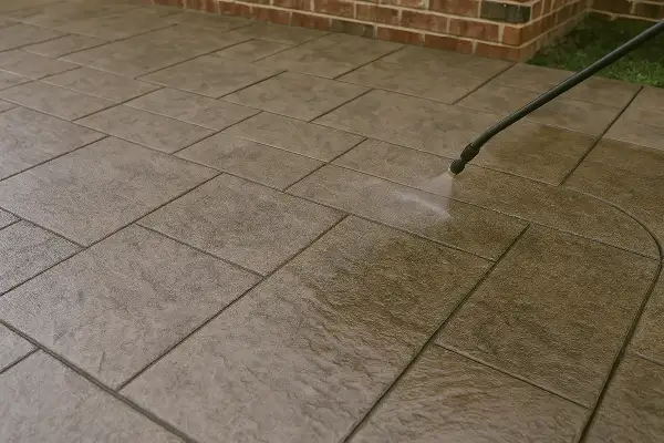 a stamped concrete being sprayed from Concrete Tree Phoenix in Phoenix, AZ - Concrete sidewalk building