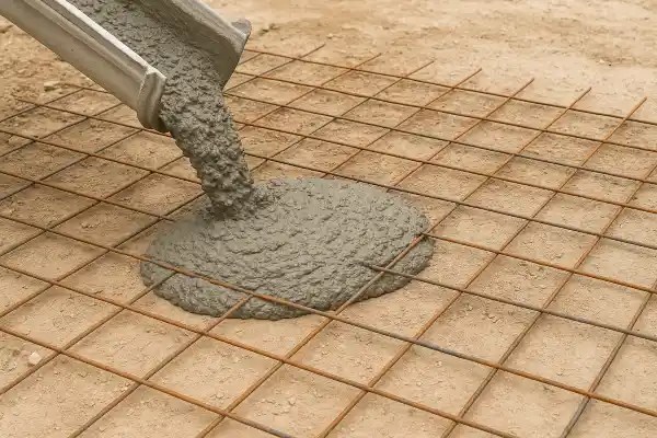 a cement truck pouring cement on a rebared ground from Concrete Tree Phoenix in Phoenix, AZ - concrete slab foundation