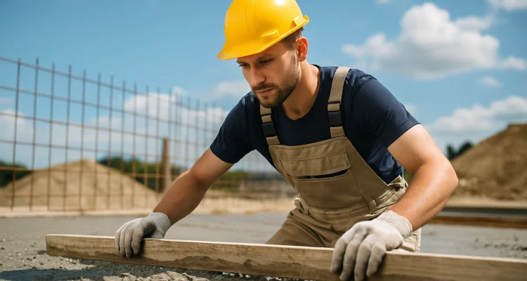 a male concrete worker spreading fresh cement on rebared ground from Concrete Tree Phoenix in Phoenix, AZ - concrete slabs for sheds