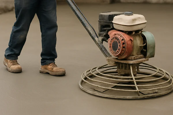 a concrete worker using a machine to finish a concrete foundation from Concrete Tree Phoenix in Phoenix, AZ - Concrete Steps Building