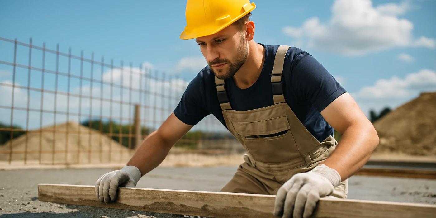 a male concrete worker spreading fresh cement on rebared ground from Concrete Tree Phoenix in Phoenix, AZ - Sidewalk Repair
